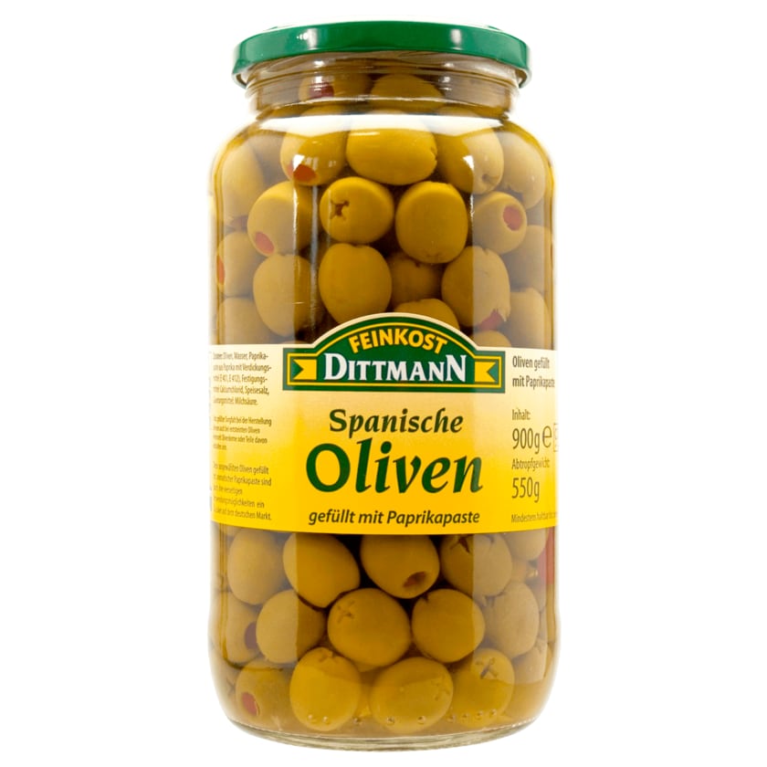 Feinkost Dittmann Spanische grüne Oliven mit Paprikapaste 550g